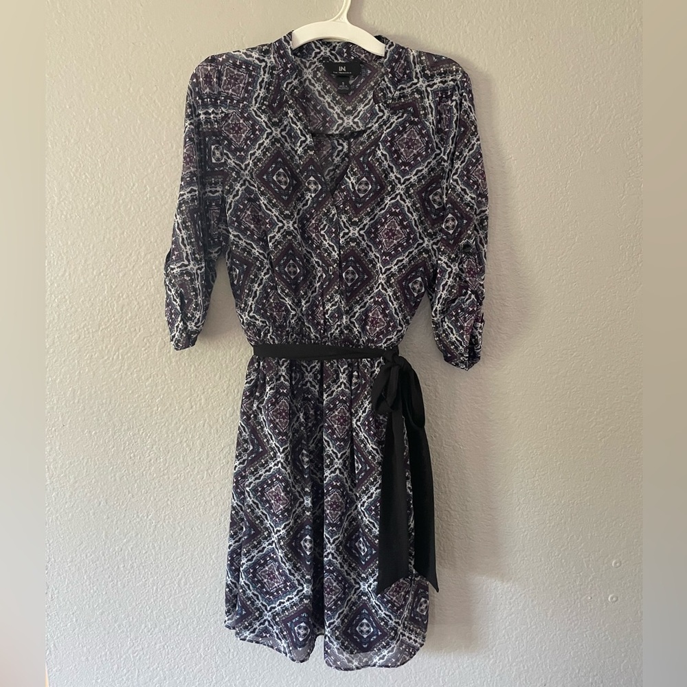 3/4 length sleeve patterned dress